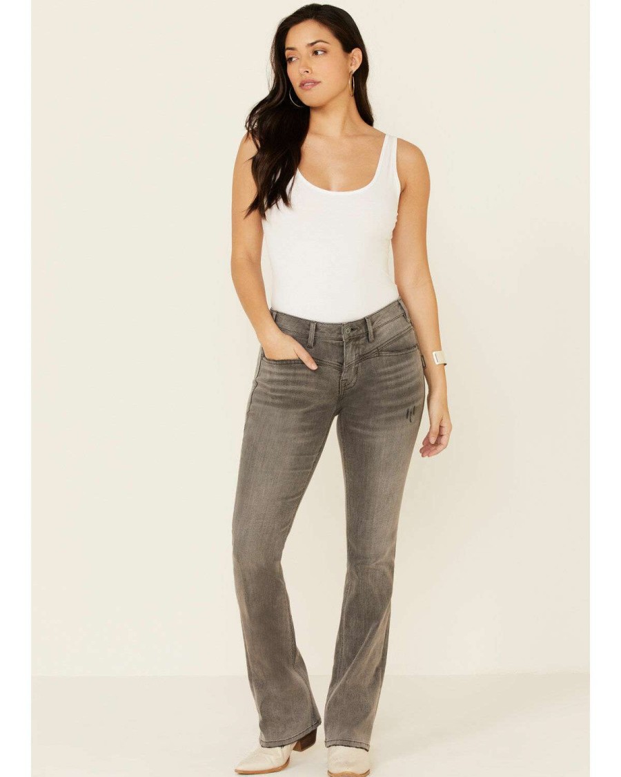 Jeans Rock & Roll Denim | Rock & Roll Denim Women'S Grey Wash Mid-Rise Bootcut Jeans Online