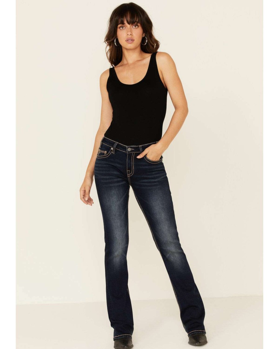 Jeans Rock & Roll Denim | Rock & Roll Denim Women'S Dark Wash Riding Jeans Outlet