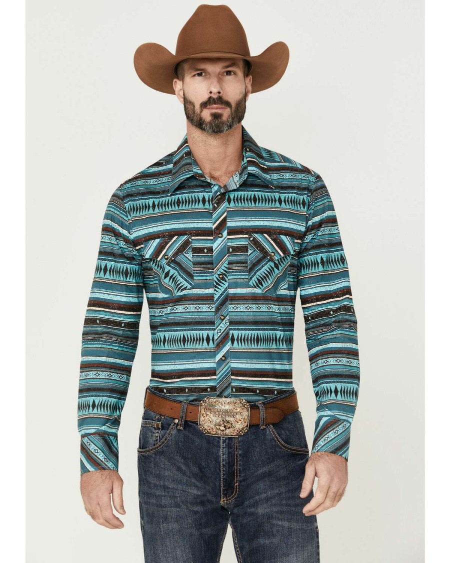 Shirts Rock & Roll Denim | Rock & Roll Denim Men'S Agua Southwestern Serape Print Long Sleeve Snap Western Shirt Online