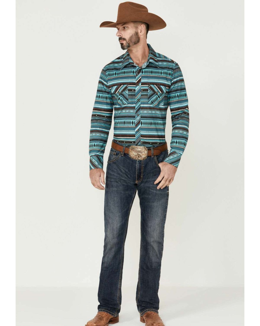 Shirts Rock & Roll Denim | Rock & Roll Denim Men'S Agua Southwestern Serape Print Long Sleeve Snap Western Shirt Online