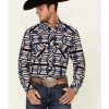 Shirts Rock & Roll Denim | Rock & Roll Denim Men'S Red All-Over Southwestern Print Long Sleeve Snap Western Shirt Discount