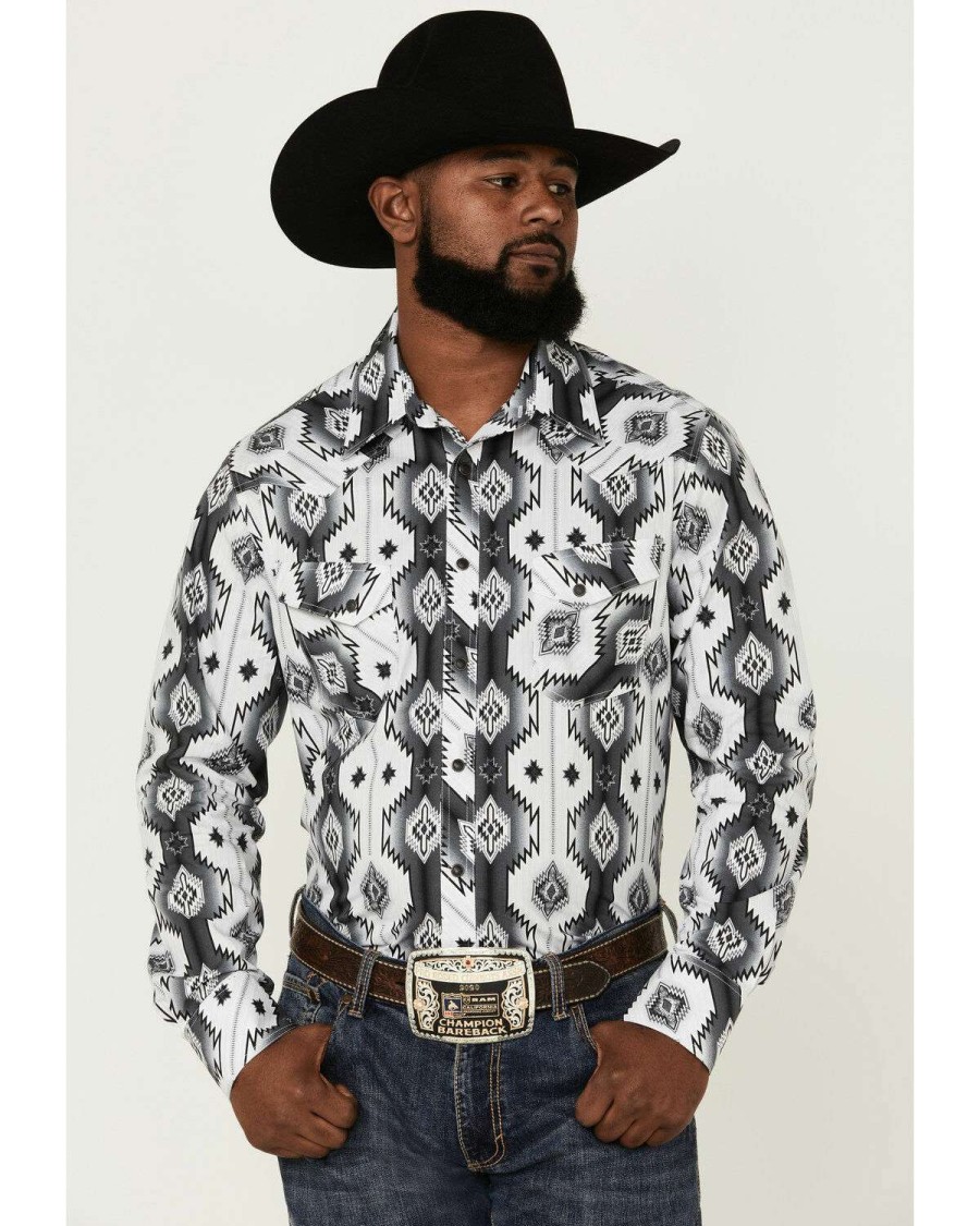 Shirts Rock & Roll Denim | Rock & Roll Denim Men'S Southwestern Print Long Sleeve Snap Western Shirt Outlet