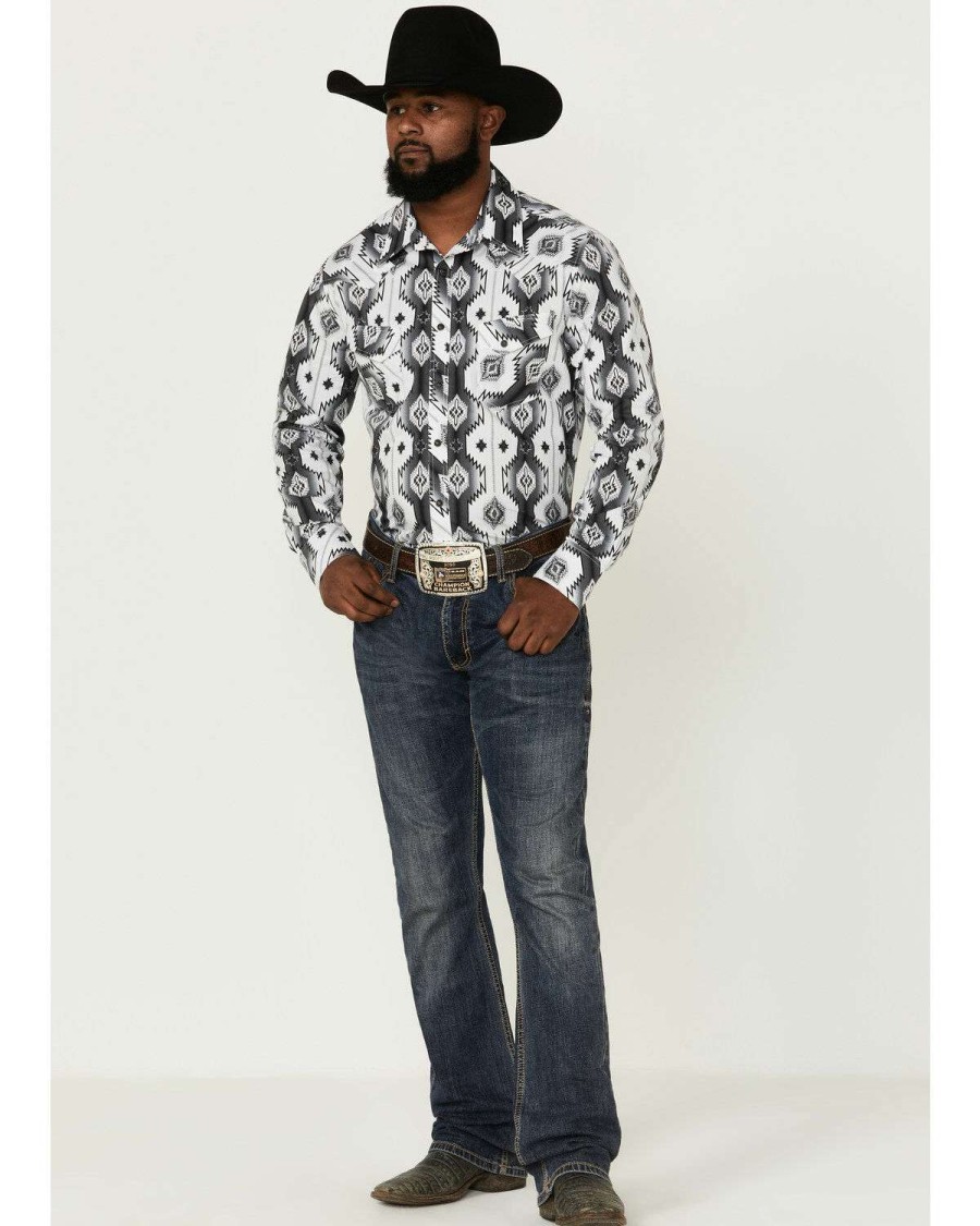 Shirts Rock & Roll Denim | Rock & Roll Denim Men'S Southwestern Print Long Sleeve Snap Western Shirt Outlet