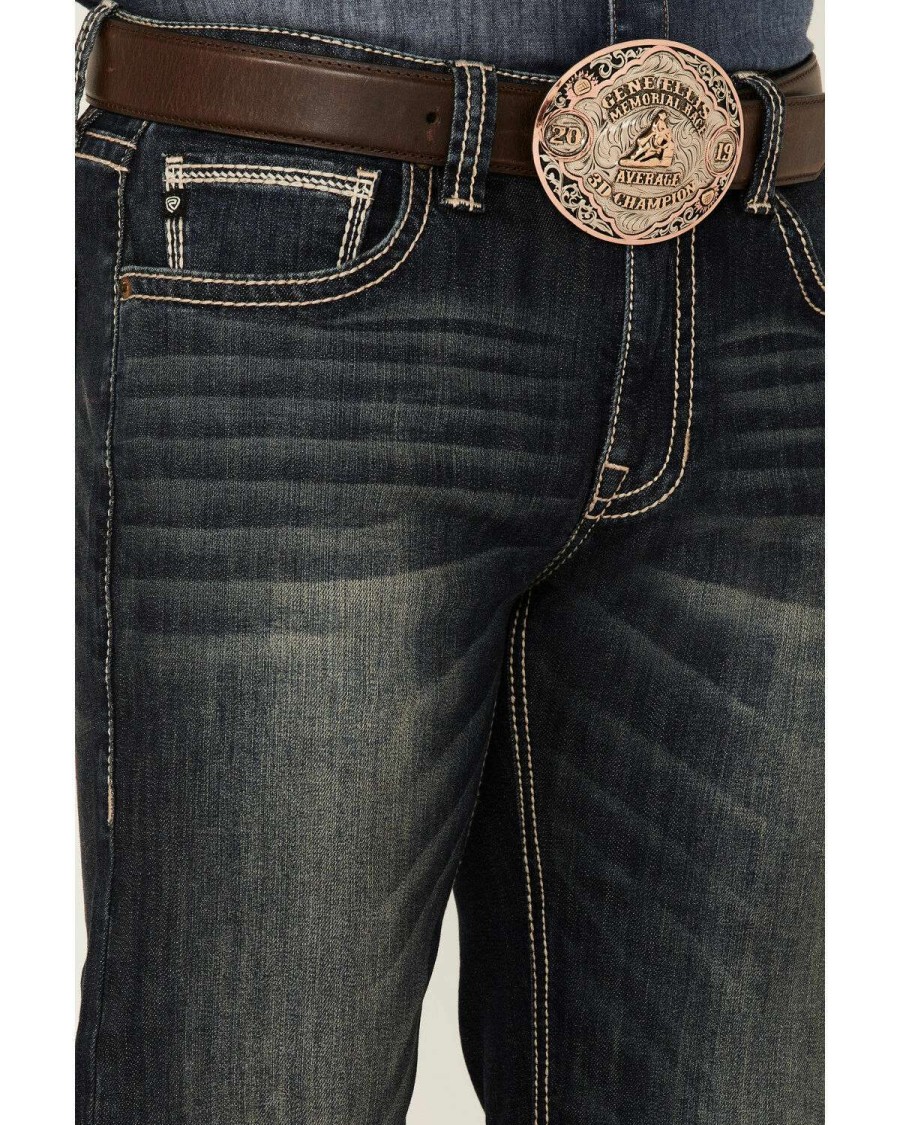 Jeans Rock & Roll Denim | Rock & Roll Denim Men'S Dark Vintage Reflex Revolver Stretch Slim Straight Jeans Limited Edition