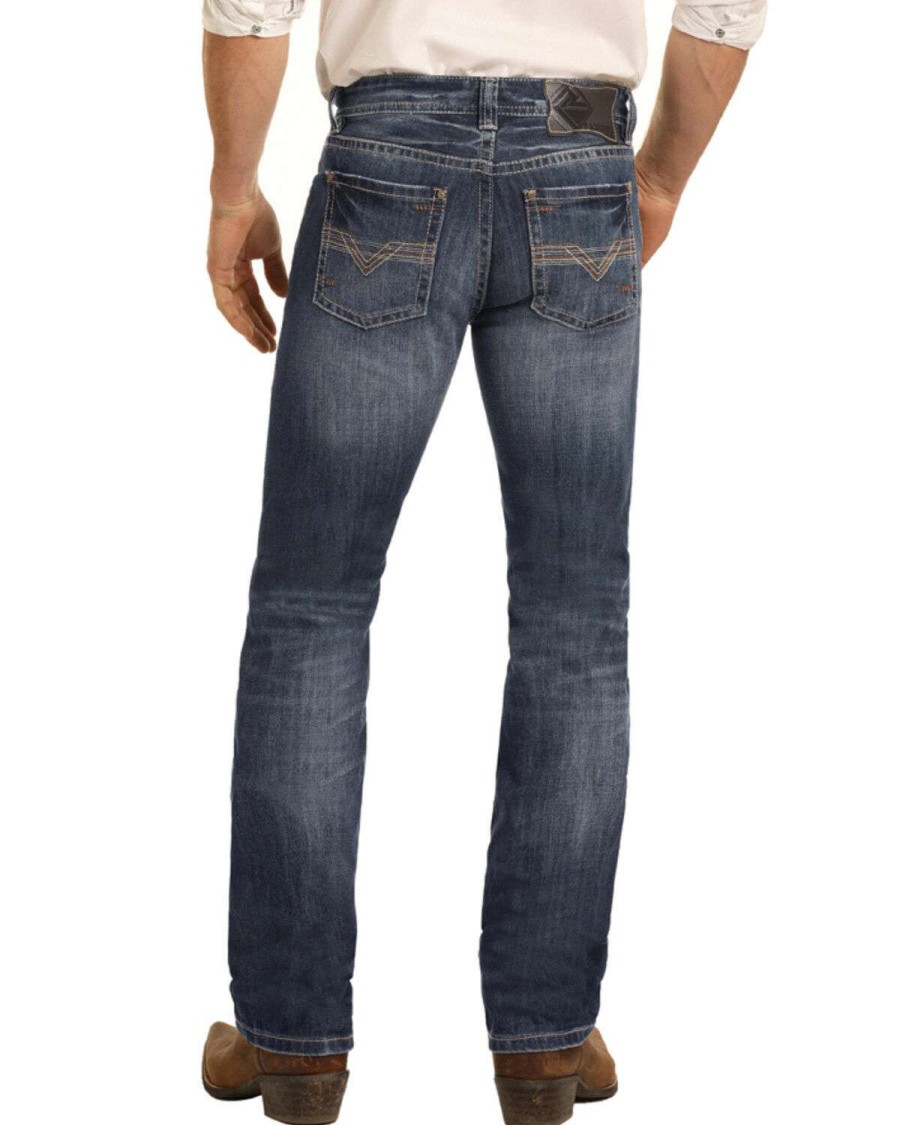 Jeans Rock & Roll Denim | Rock & Roll Denim Men'S Dark Vintage Revolver Slim Straight Jeans Online