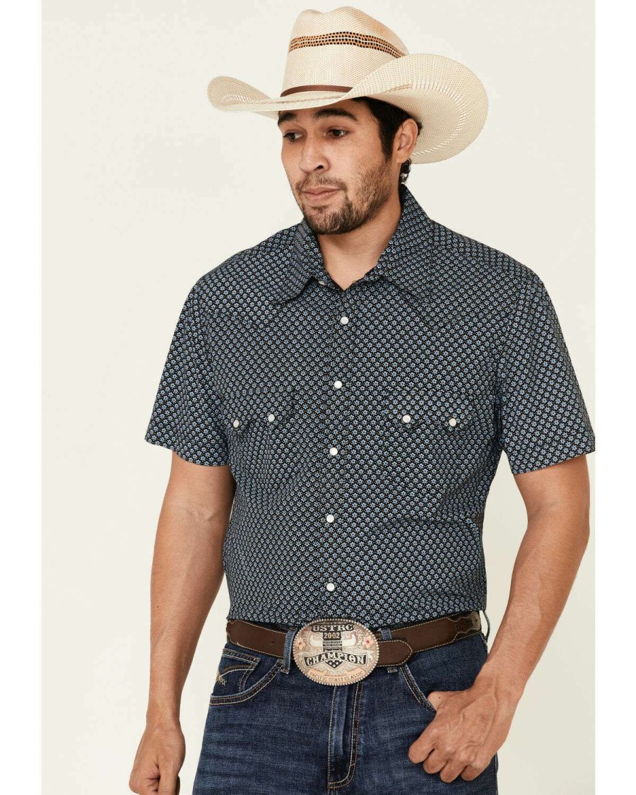 Shirts Rock & Roll Denim | Rock & Roll Denim Men'S Geo Print Short Sleeve Western Shirt Sale