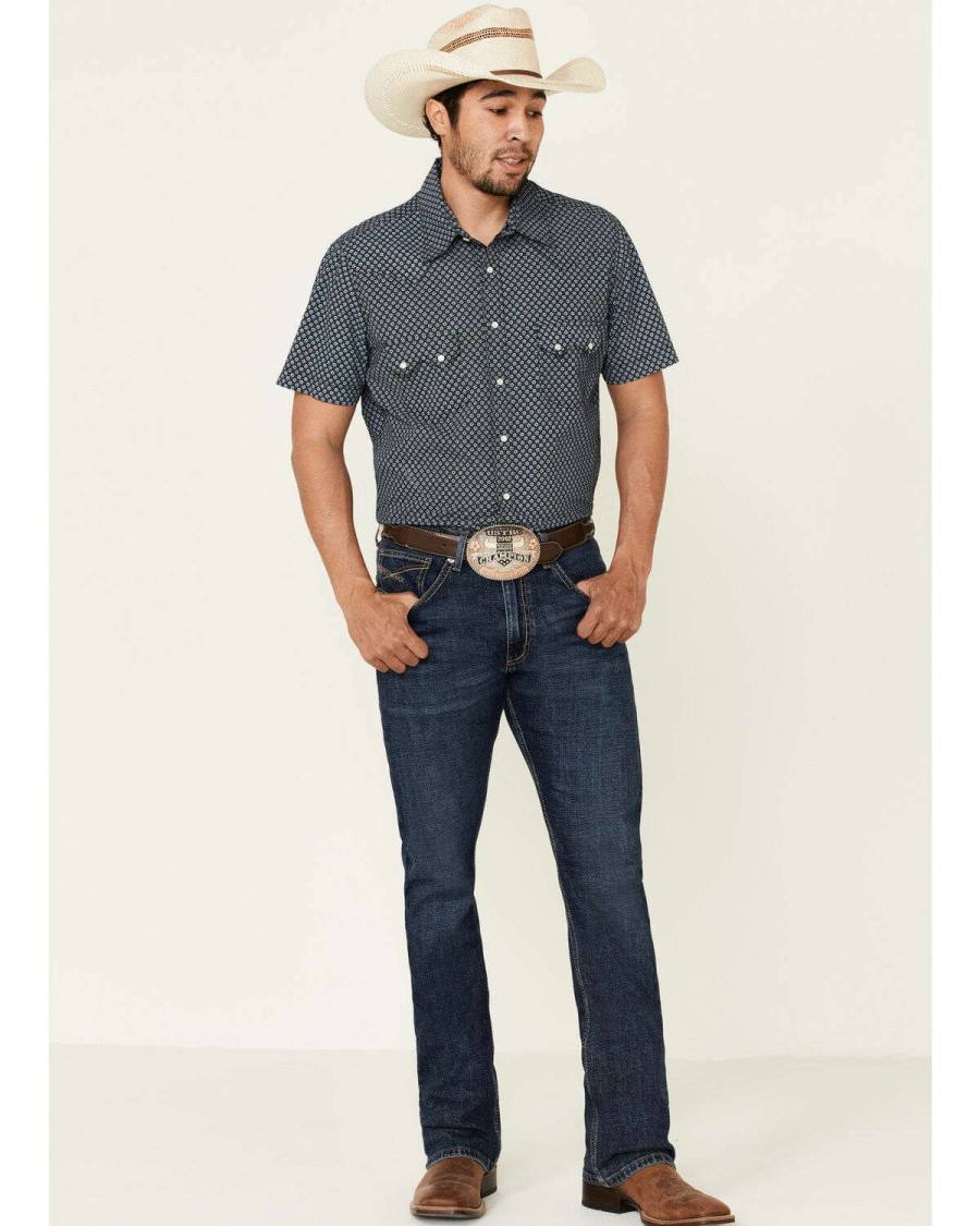 Shirts Rock & Roll Denim | Rock & Roll Denim Men'S Geo Print Short Sleeve Western Shirt Sale